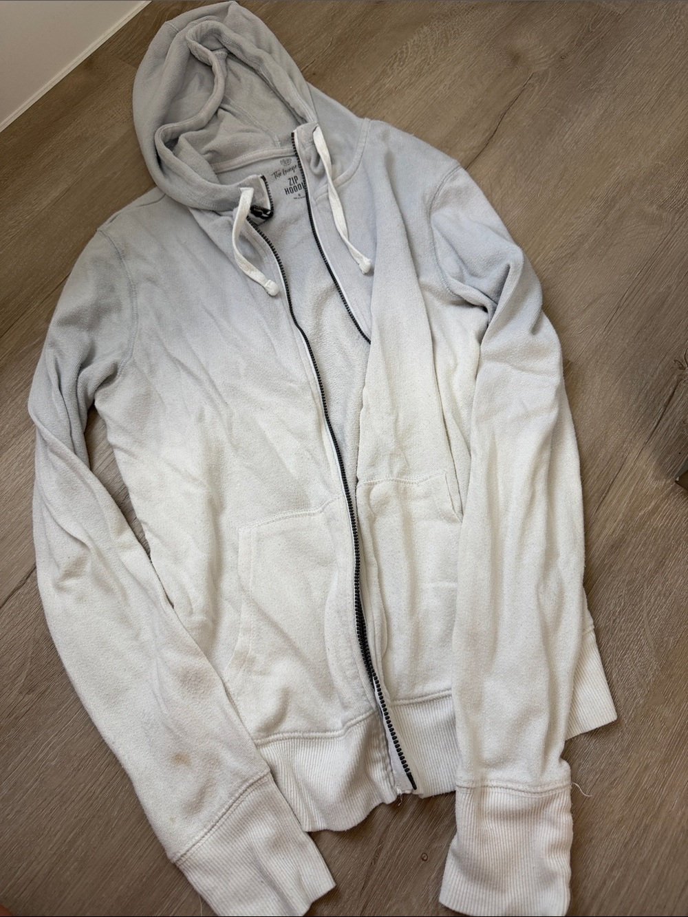 Light Gray Hooded Zip Sweater - Casual Pullover